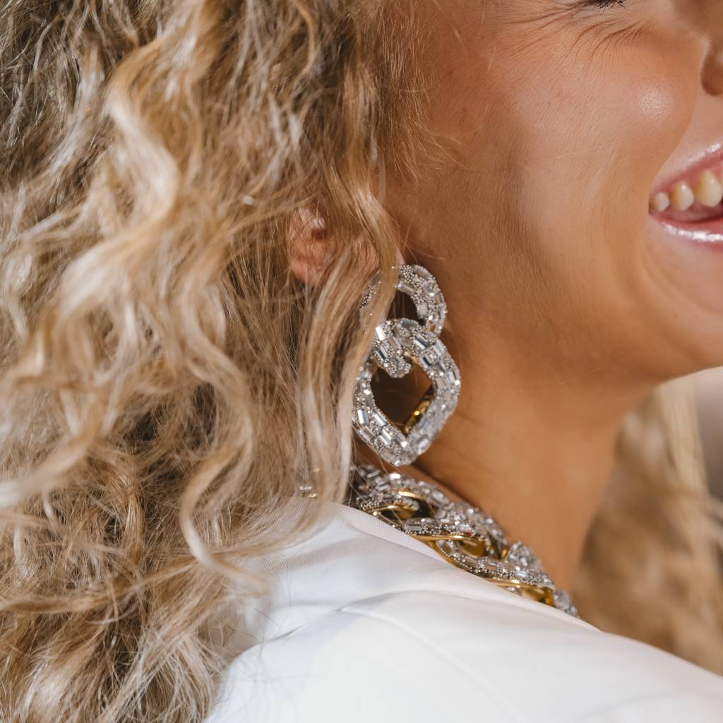 Sparkle crystal earring, gold - 7