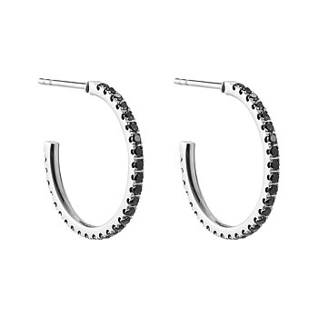 Cloé crystal hoop, 20 mm black steel