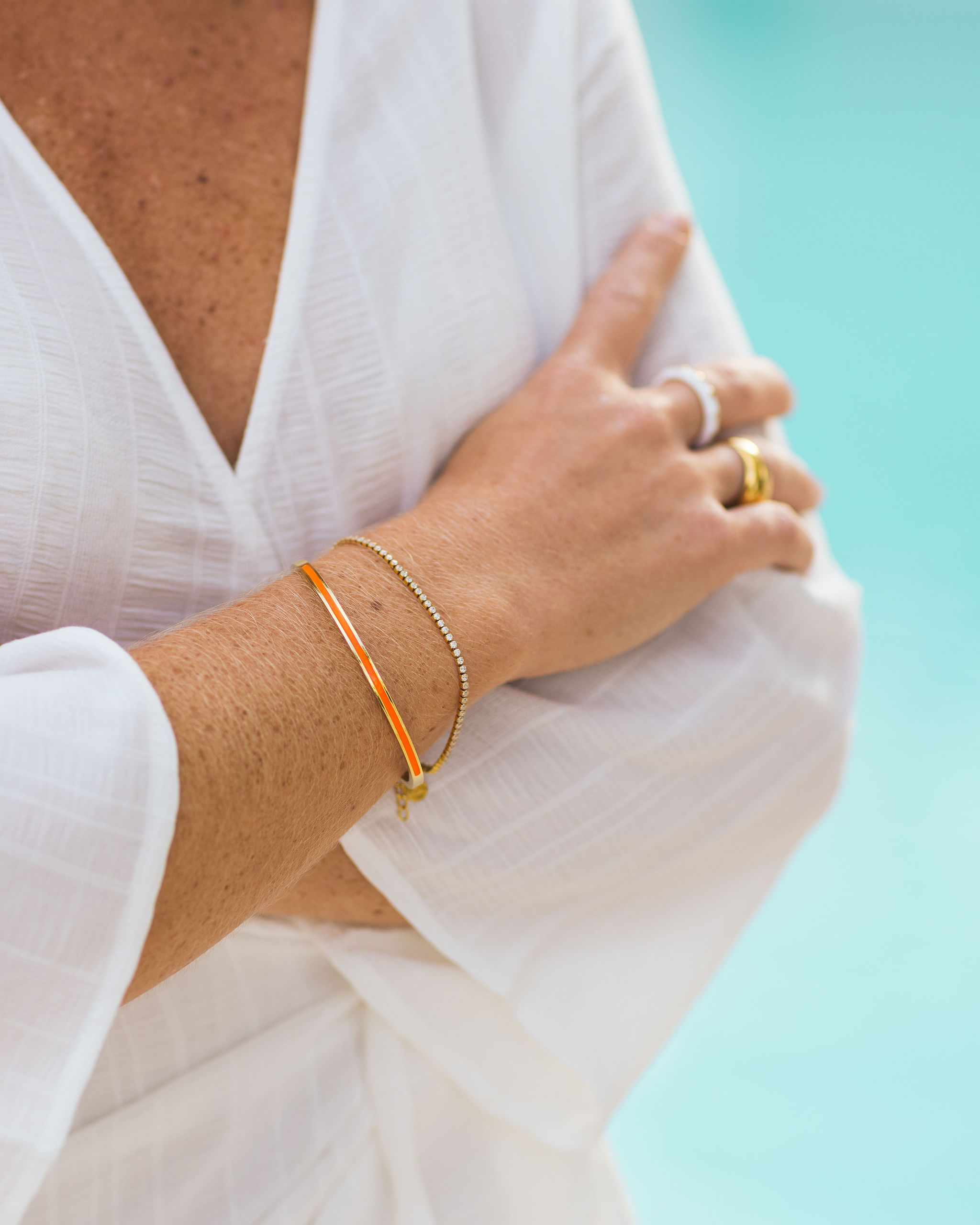 Poppy mini bangle, orange gold - 4