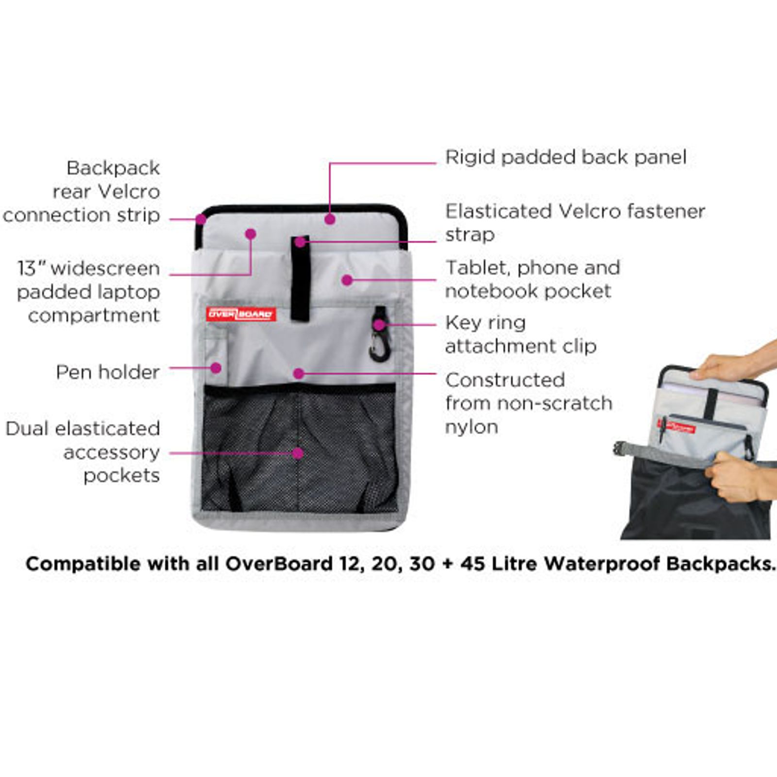 OverBoard Laptop Tablet Organizer L for Backpacks - 3