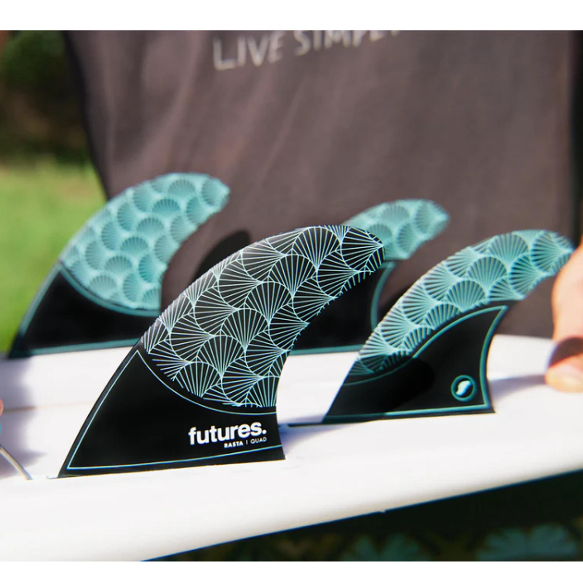 FUTURES Quad 4 Fin Set Rasta Honeycomb - 2