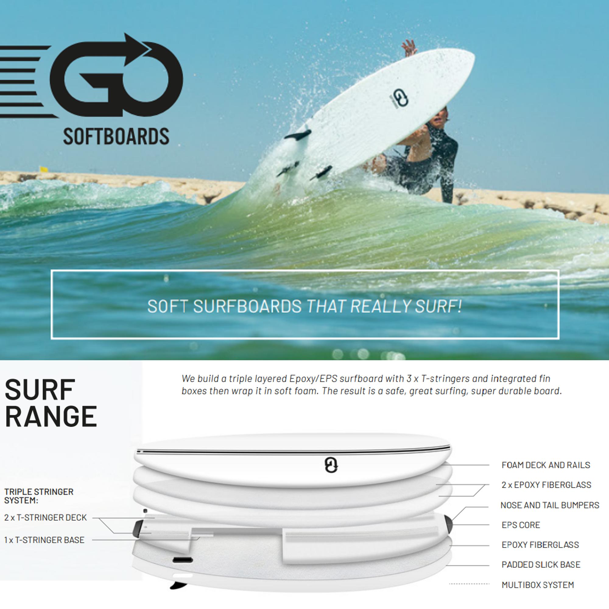 GO Softboard 6.0 Surf Range Soft Top Surfboard - 2