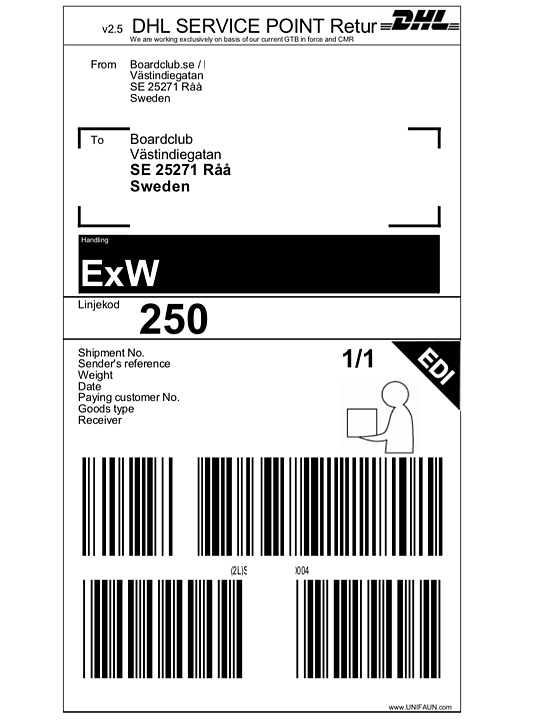 product-image Return note Small - parcels under 150cm, Sweden ,Denmark, Finland