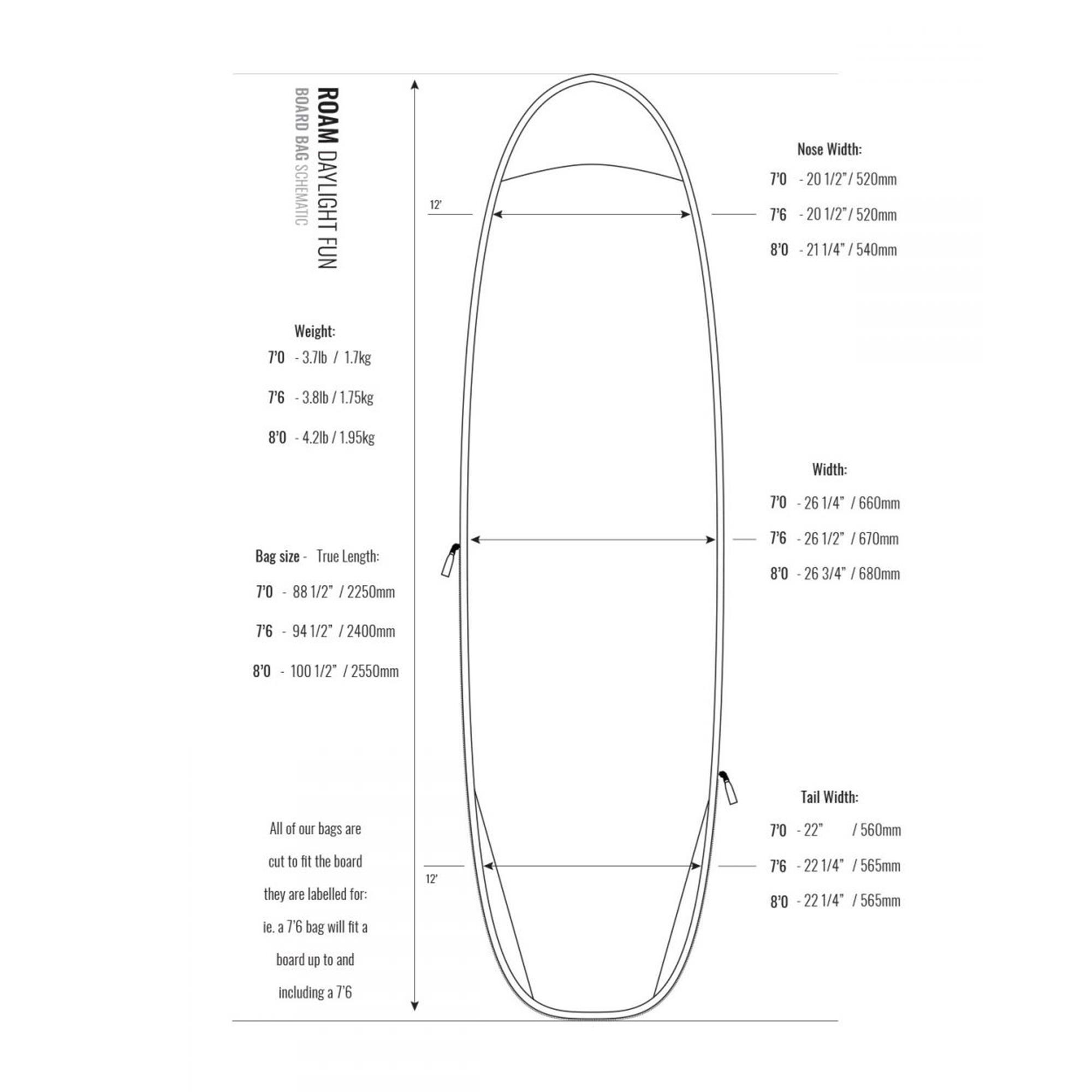 ROAM Boardbag Surfboard Daylight Funboard PLUS 7.0 - 4
