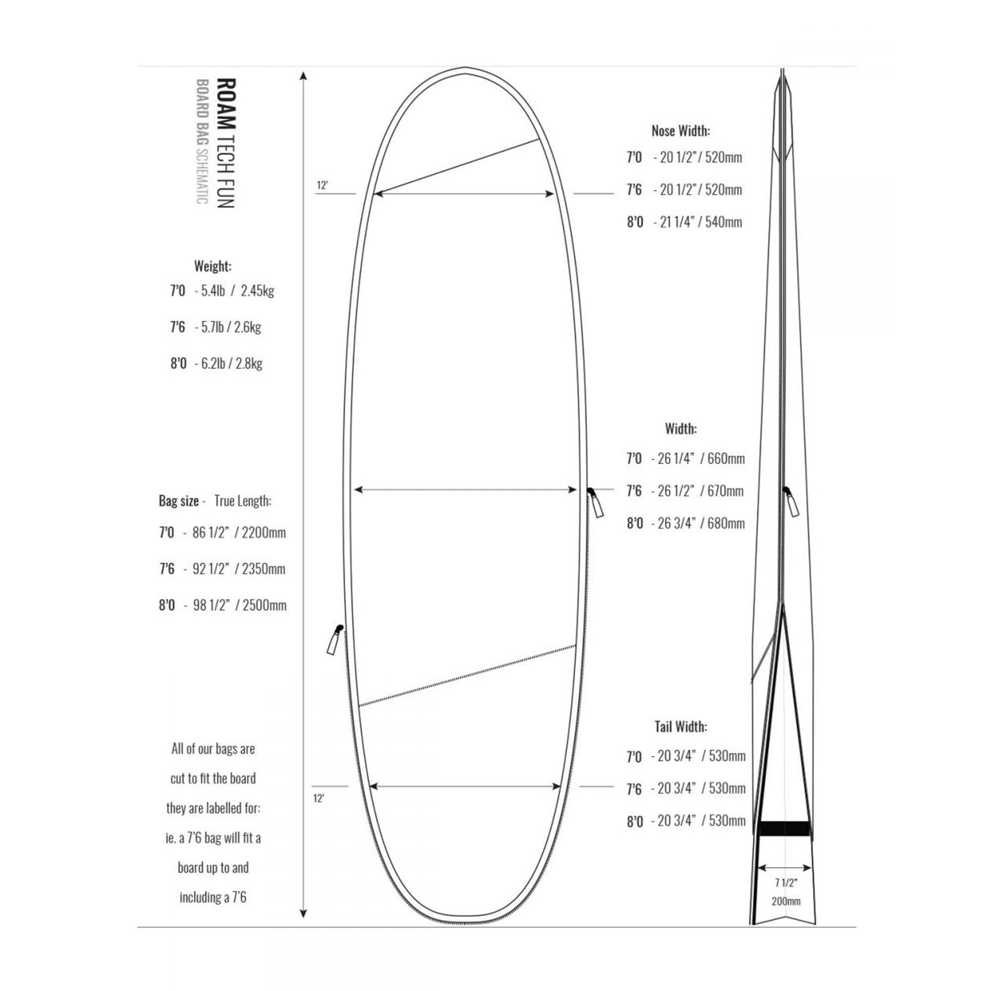 ROAM Boardbag Surfboard Tech Bag Funboard PLUS 7.6 - 4
