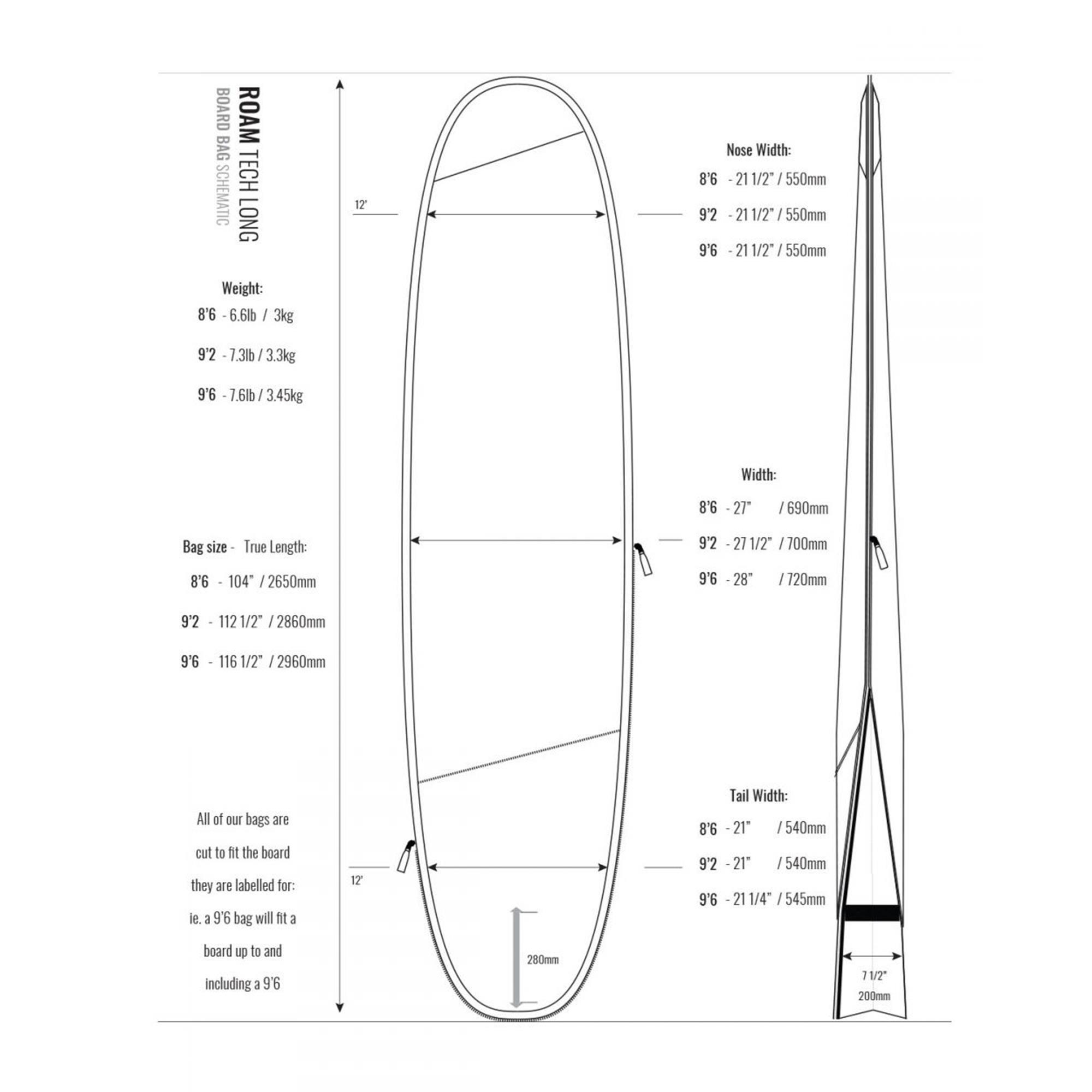 ROAM Boardbag Surfboard Tech Bag Long PLUS 9.2 - 4