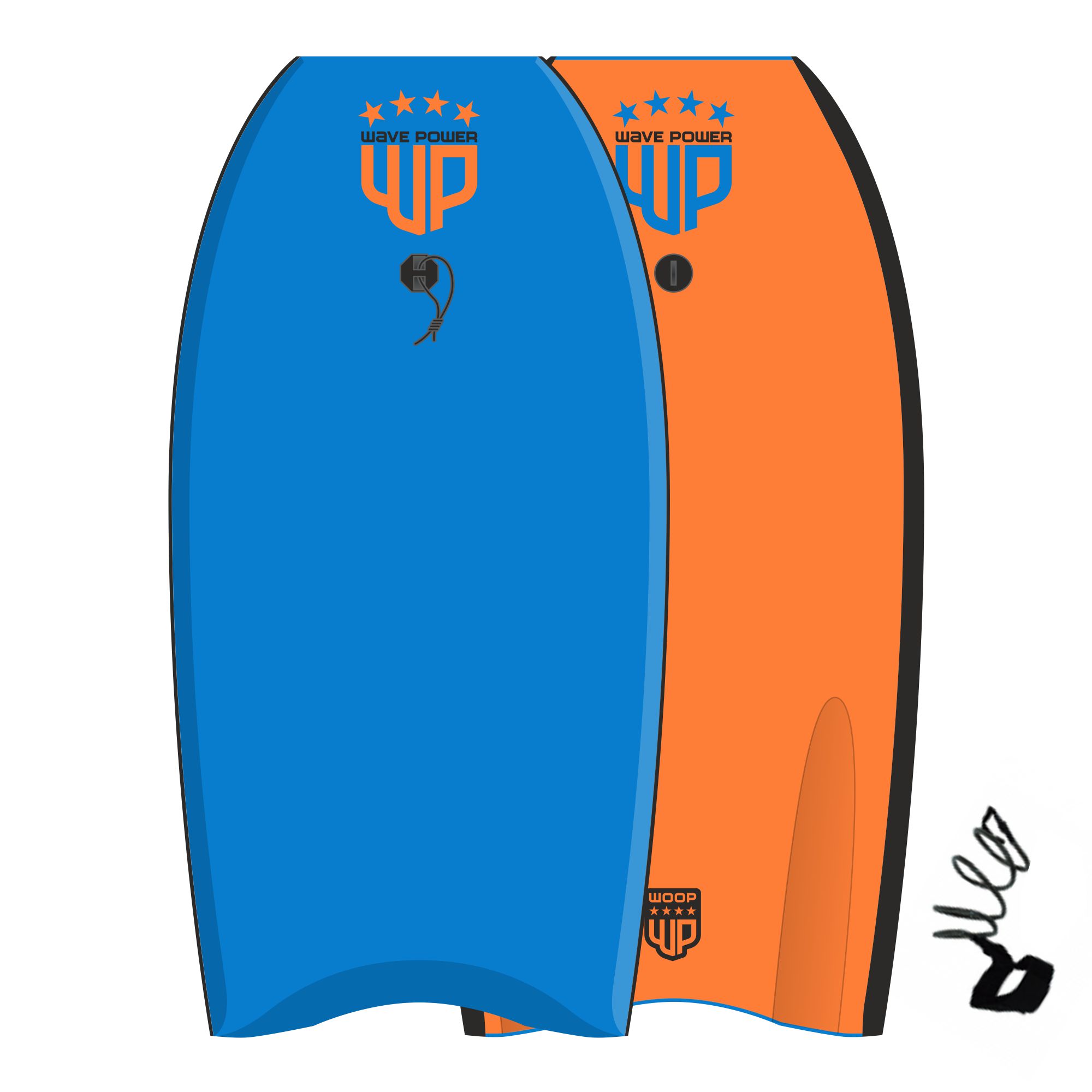 Wave Power Bodyboard Woop 39 Blue Tangerine