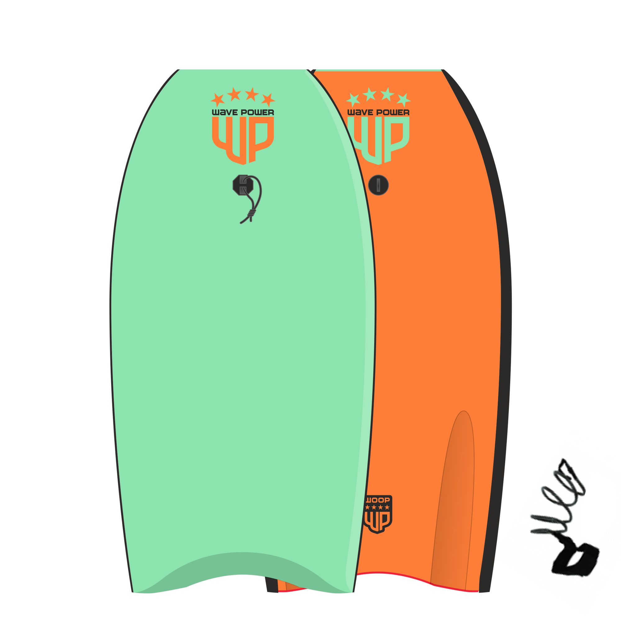 Wave Power Bodyboard Woop 37 Seagreen Tangerine