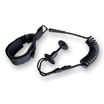 Flood Bodyboard PU Leash Coiled Black with swivel