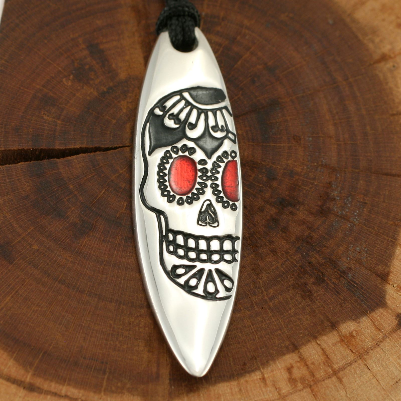 Silver+Surf necklace Surfboard XL Mexican Skull - 2