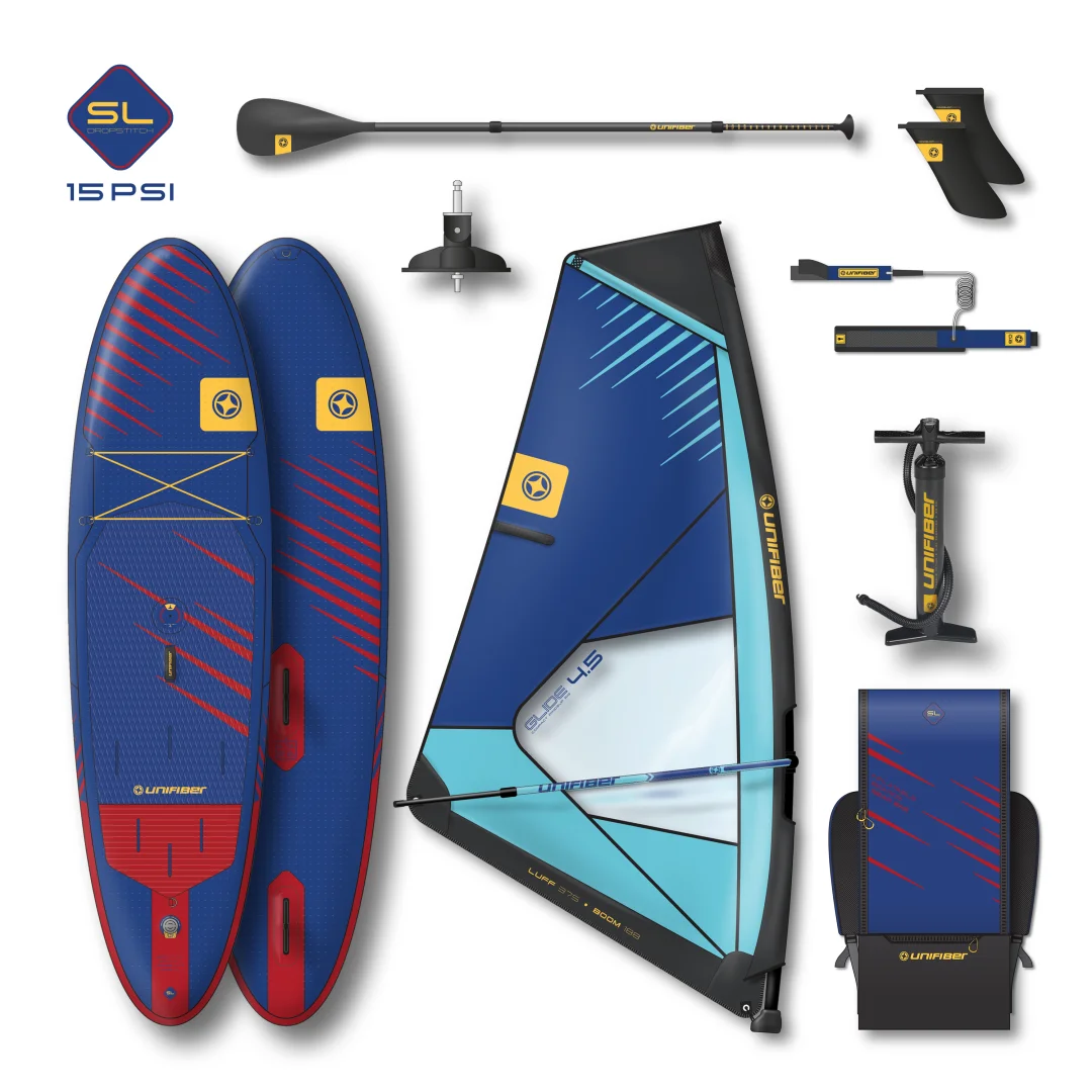 Unifiber Oxygen iWindSup SL 10'7" & Glide 4.5 Rig Paddle Leash