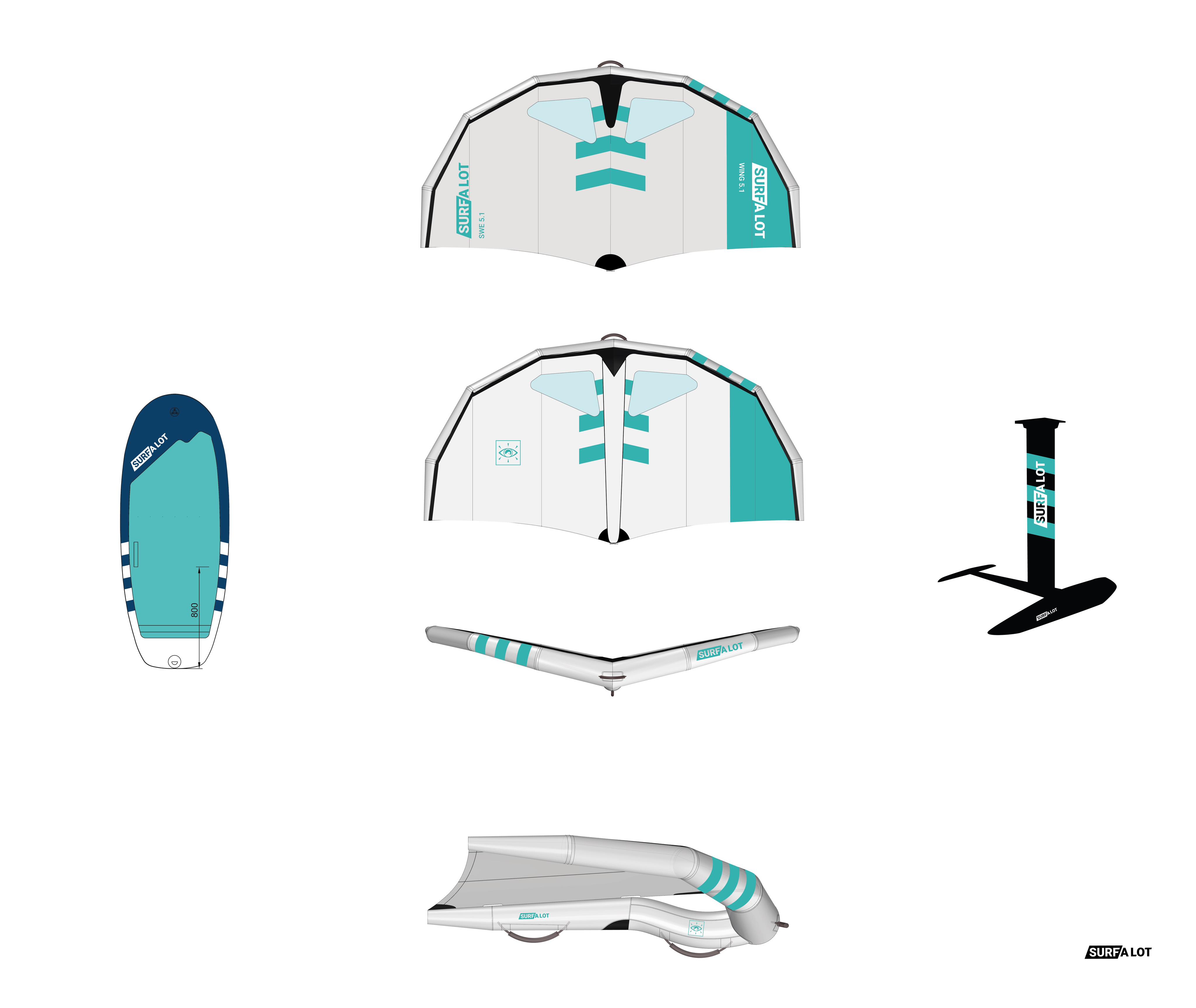 Surf a lot wingsurf package with board, foil and wing - 6