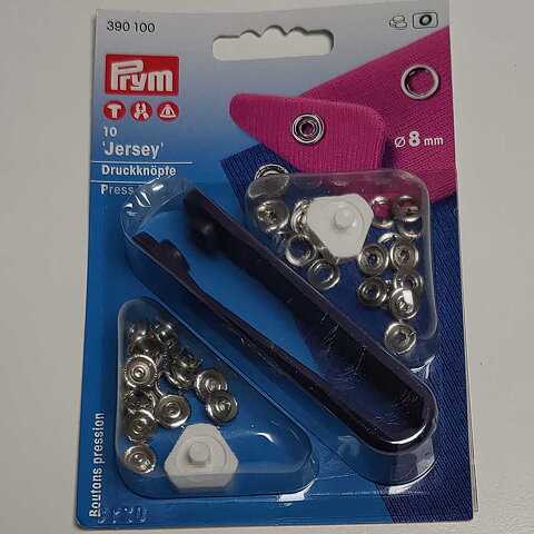 Jersey 8mm Tryckknapp - Silver