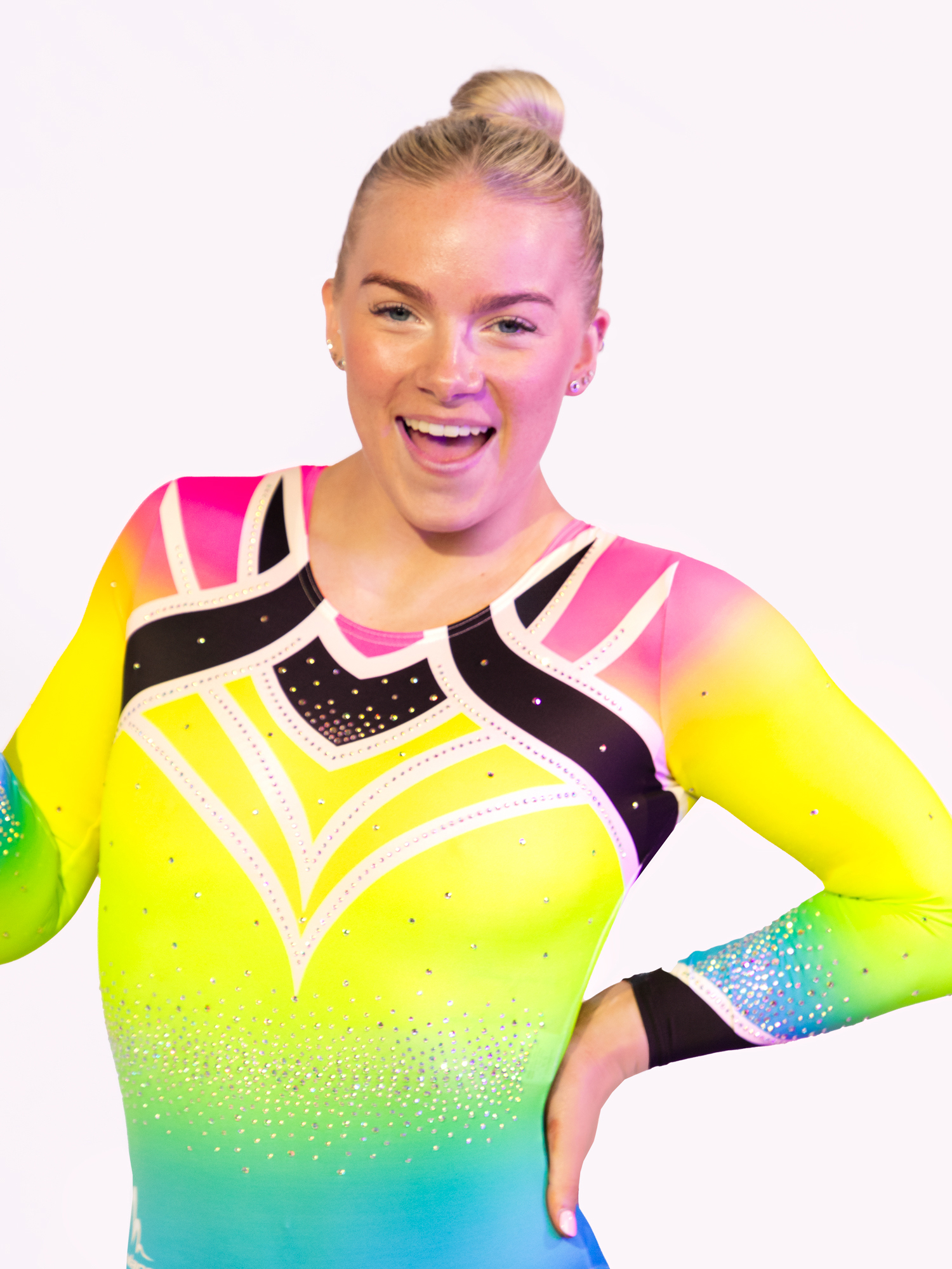 CARNIVAL NEO Gymnastikdräkt med långa ärmar, glittrigt tyg, sublimerat tyg och mesh med glasstenar - 6