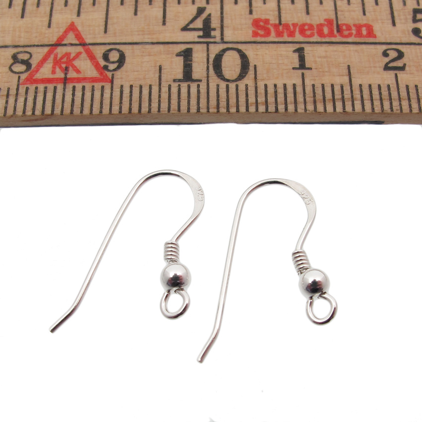 Ear wire French with spiral and bead 18mm Sterling Silver - 2