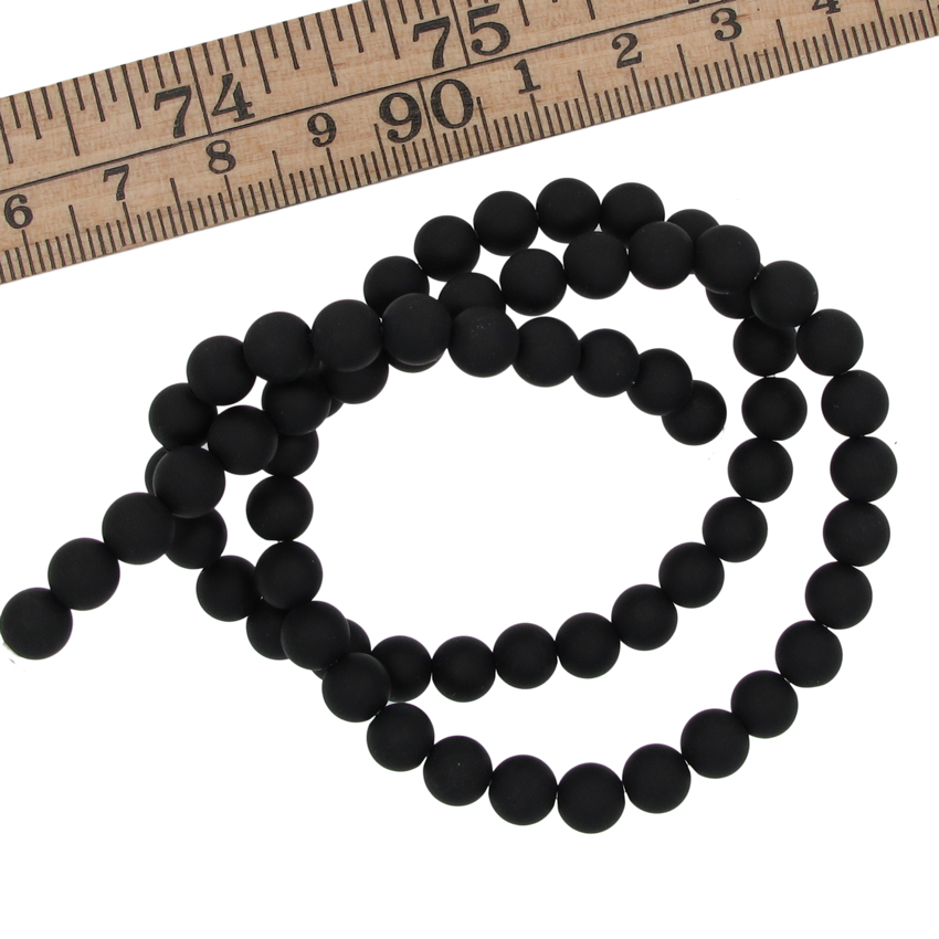 Matt Svart Agat 6mm rund ädelsten - 3