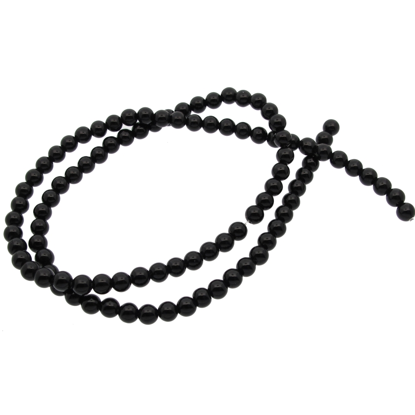 Black Agate Round Semiprecious-gemstone 4mm