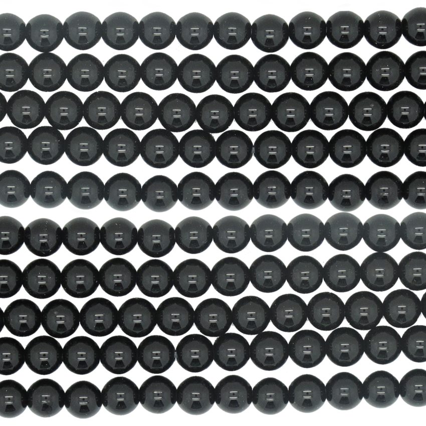 Black Agate Round Semiprecious-gemstone 4mm - 4