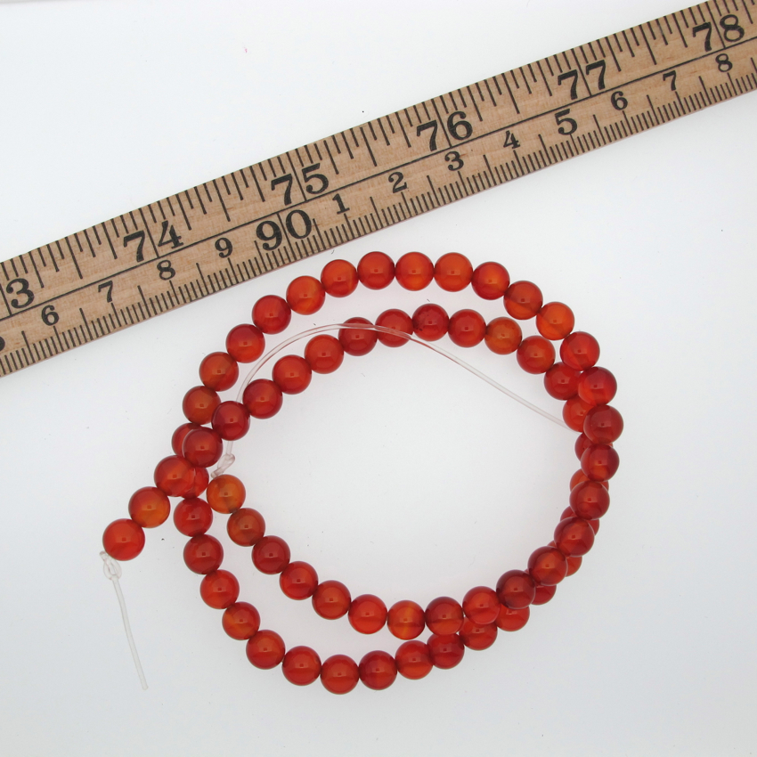 Karneol 6mm rund ädelsten enfärgad - 3