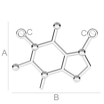 Sterling Silver Caffeine Molecular Necklace