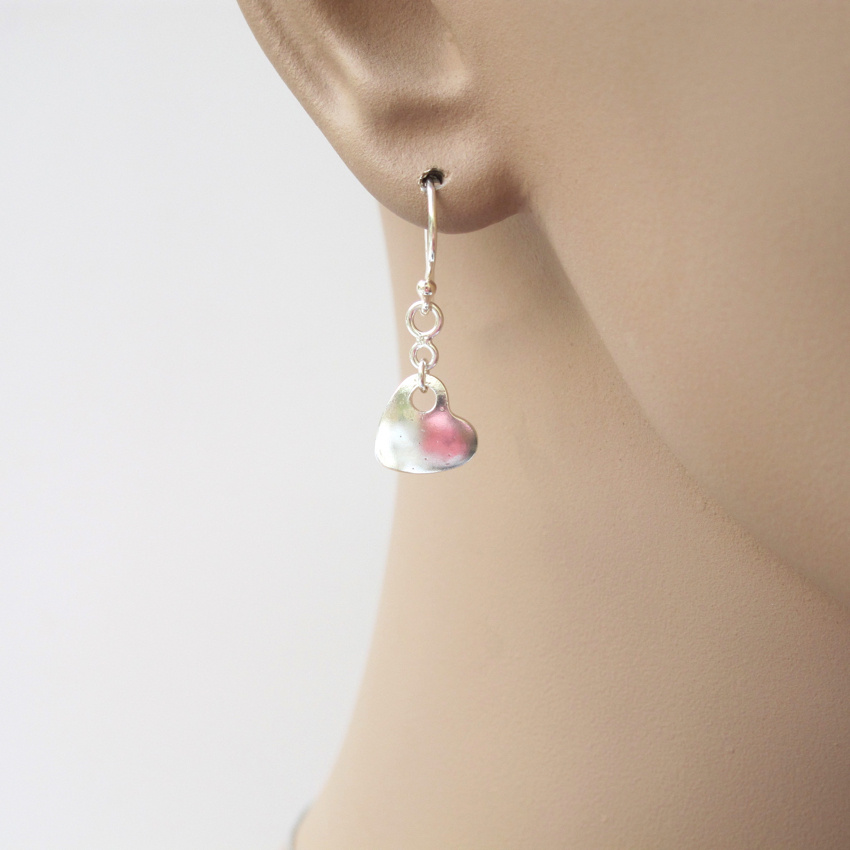 Sterling Silver Heart Pendant Earring - 3