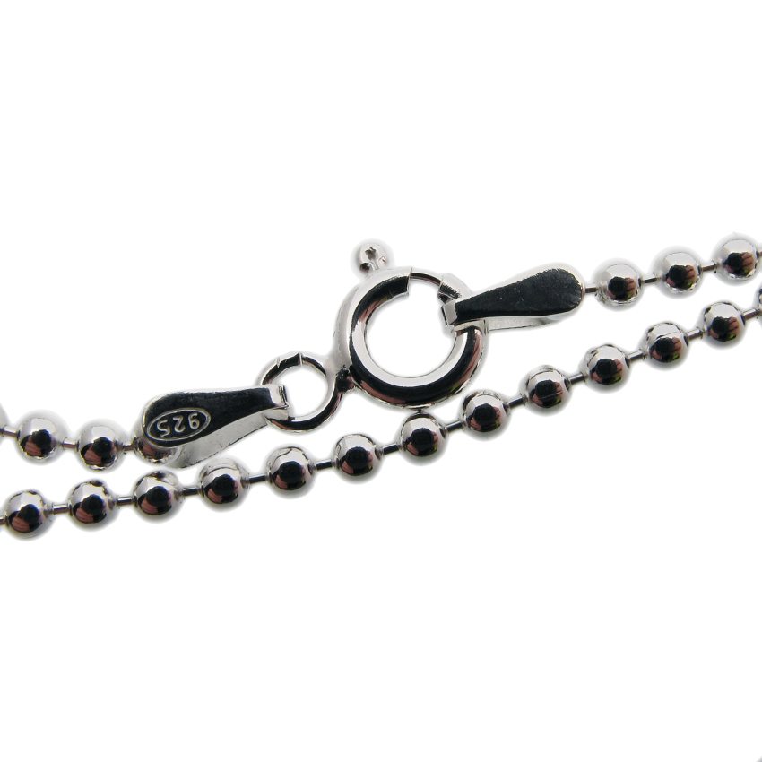 Sterling Silver Beaded chain necklace est. 2.2mm - 50cm