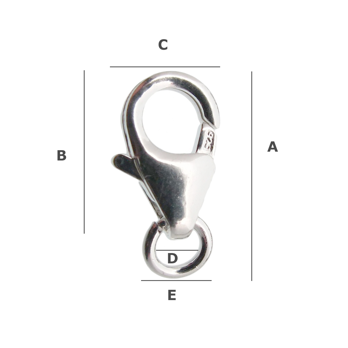 Sterling silver round trigger clasp 12x7 mm - 2