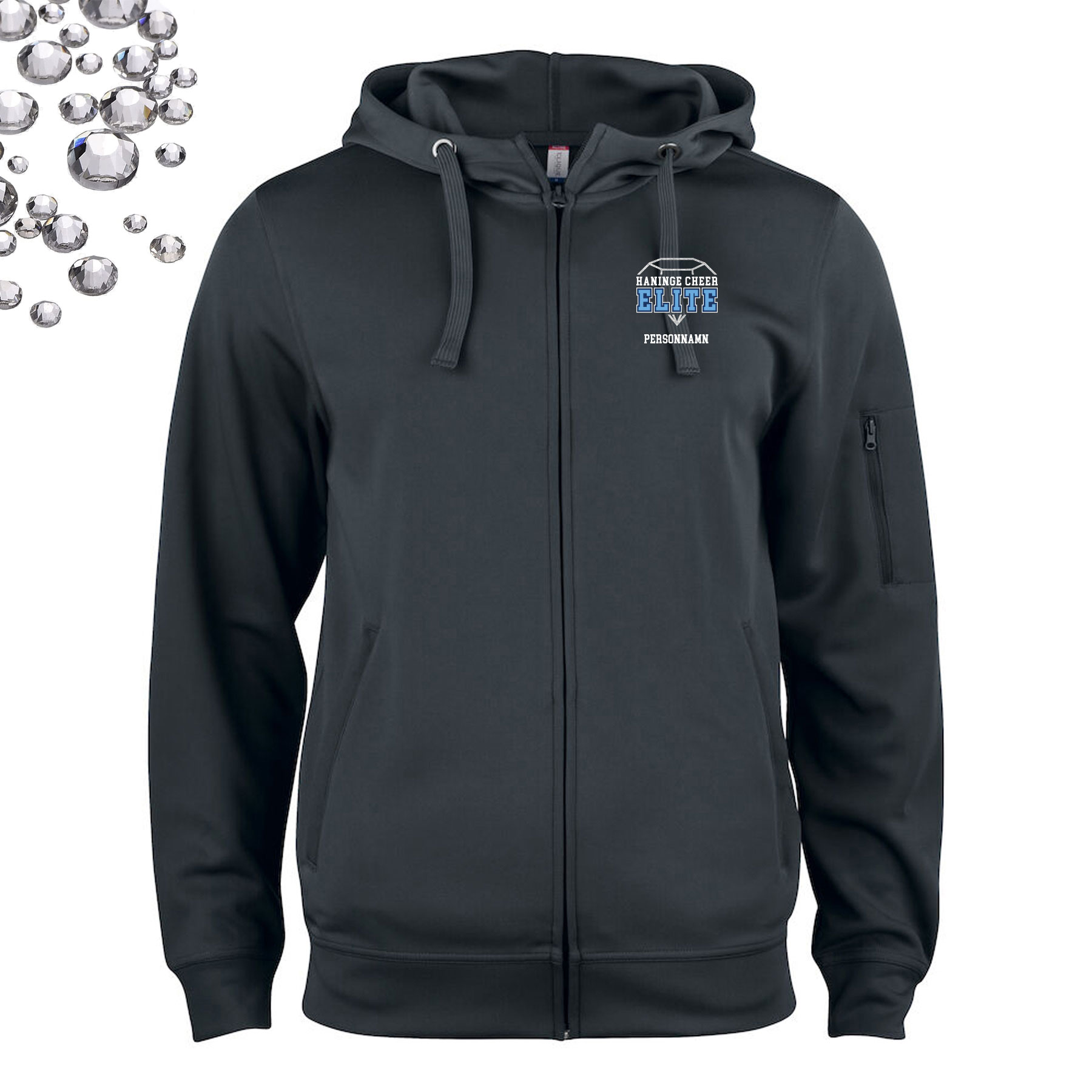 Active Hoody Full Zip, unisex | Rhinestones