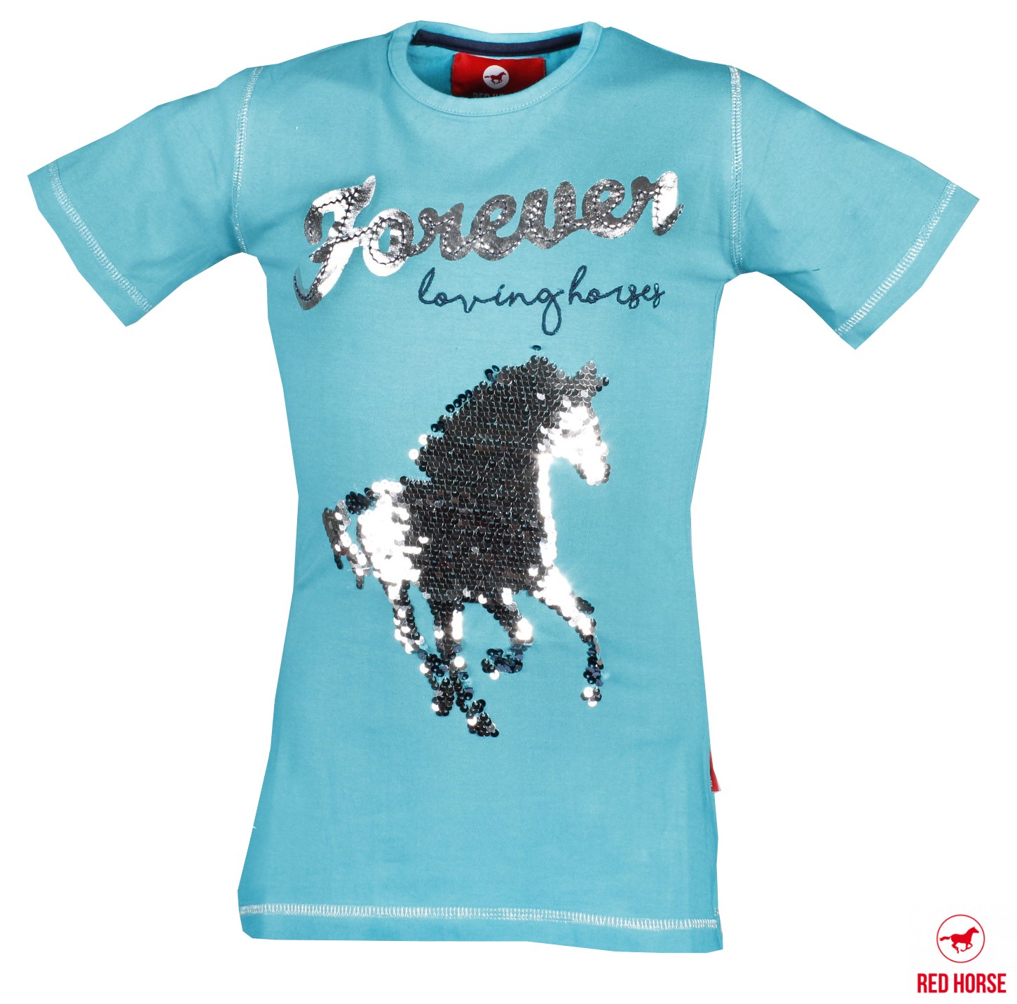 T-shirt turkos med glitter