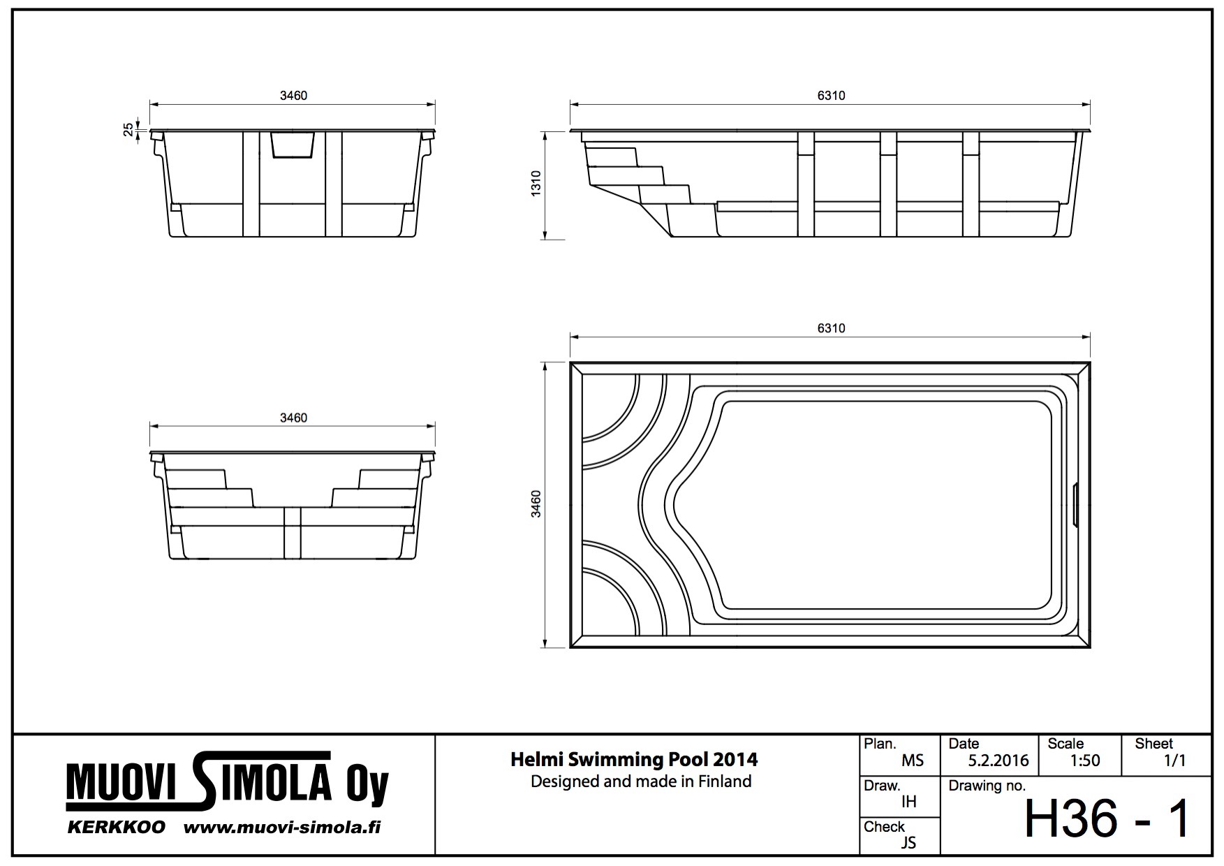 Glasfiberpool Helmi 630 - 4
