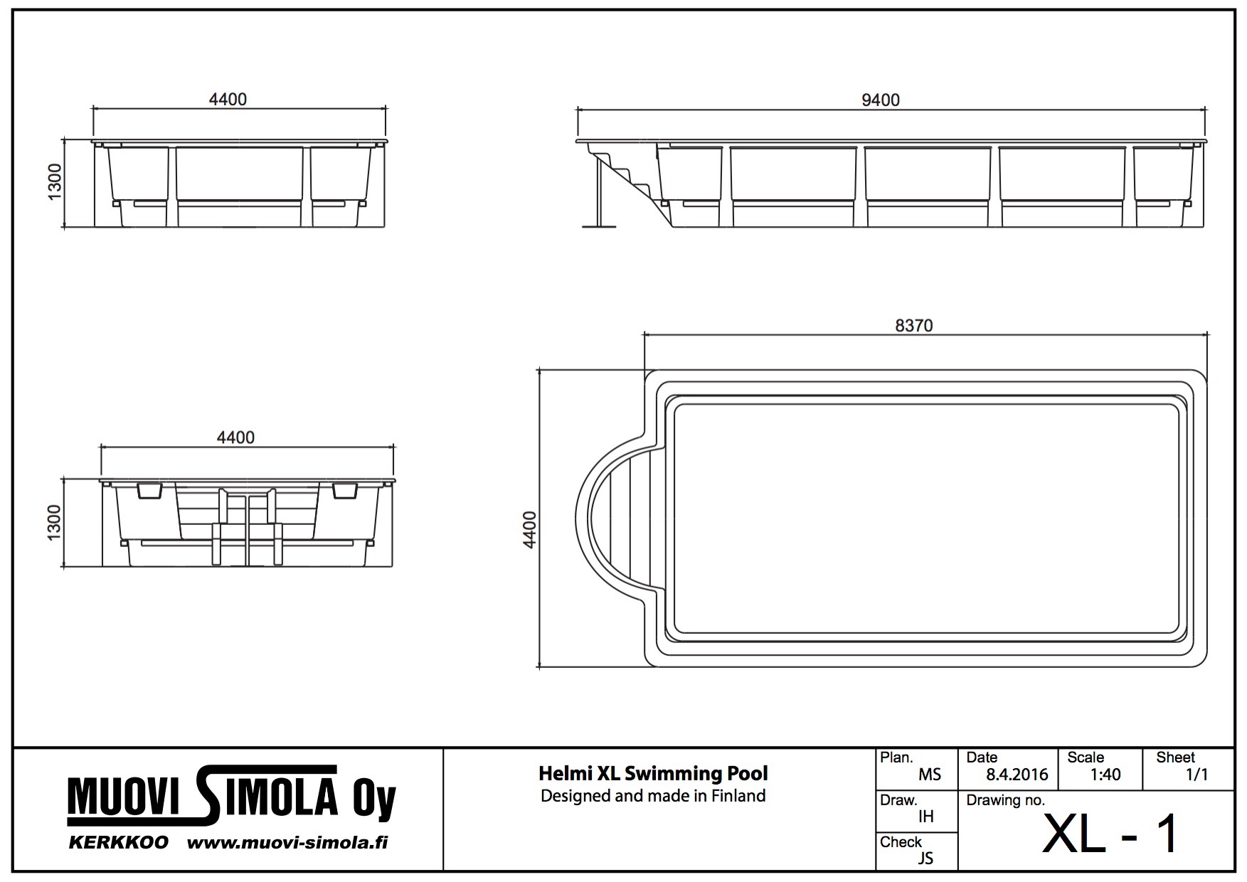 Glasfiberpool Helmi XL - 5