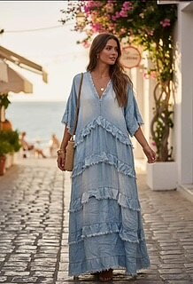 Lyocell Dress Jeansblå