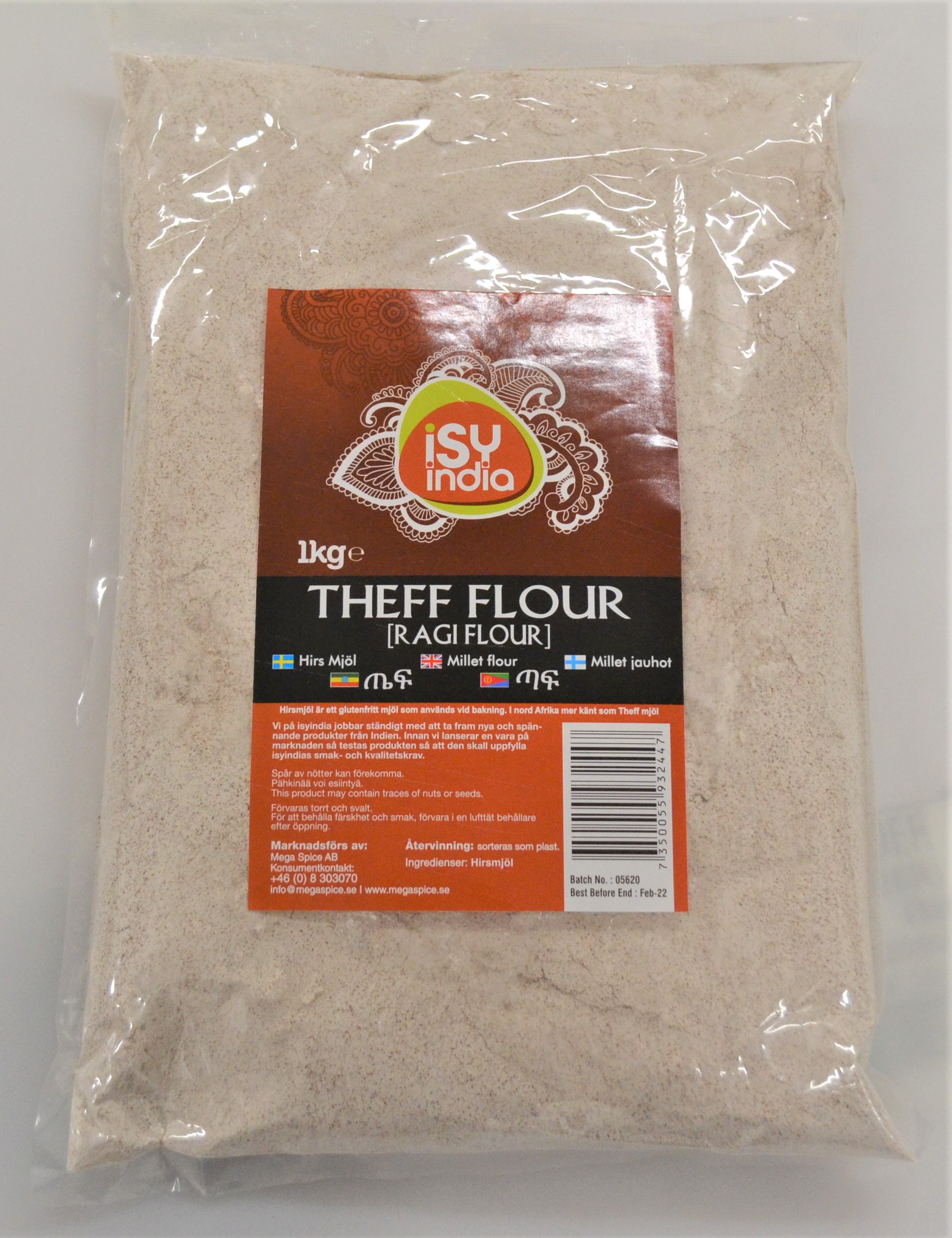 ISY India Theff Flour (ragi-flour) Millet flour 1kg