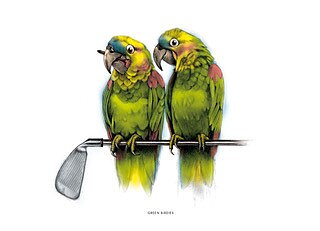 Green birdies 13x18 cm