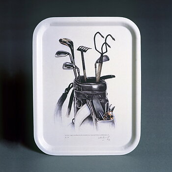 Golf -en småskaligt form av primitivt jordbruk, bricka 36x28 cm