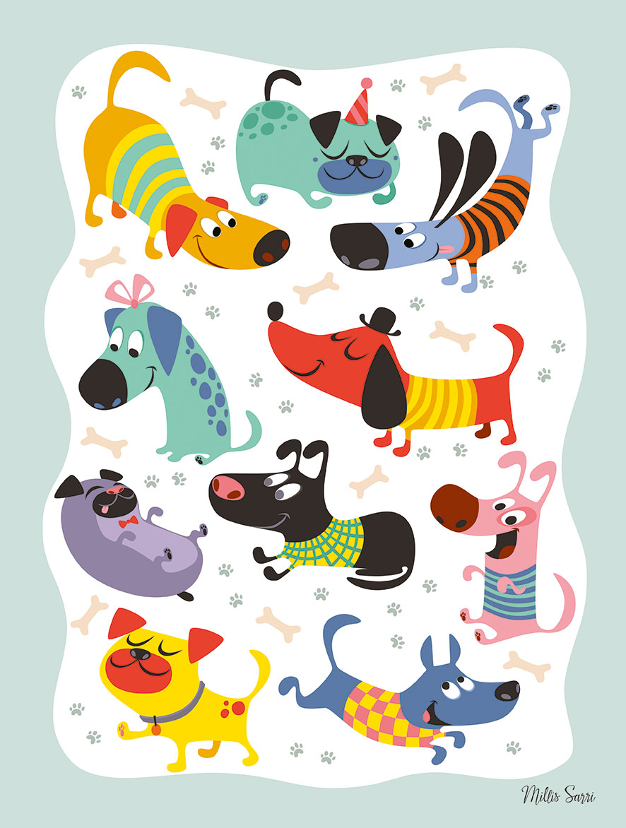 Millis Sarri, affisch 30x40 cm, Dogs.