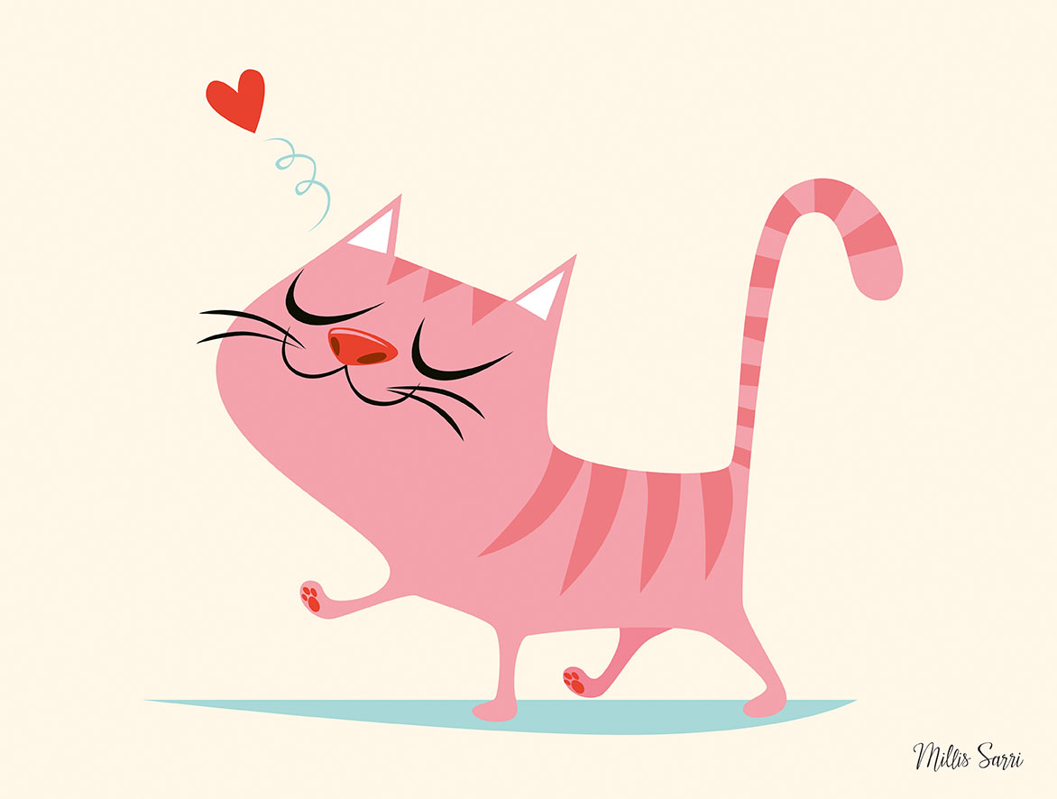 Millis Sarri, affisch 30x40 cm, Pink cat.
