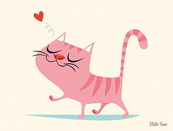 Millis Sarri, affisch 30x40 cm, Pink cat.
