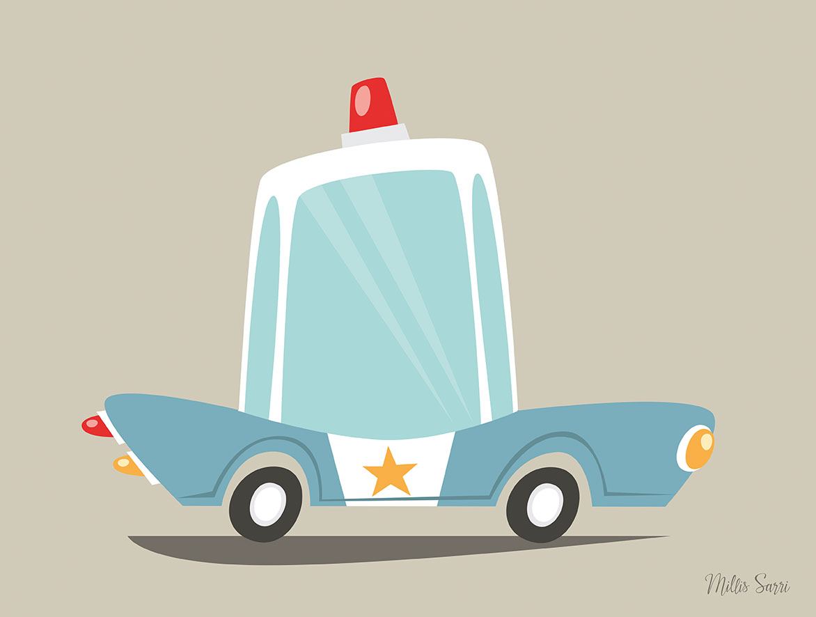 Millis Sarri, affisch 30x40 cm, Police car.