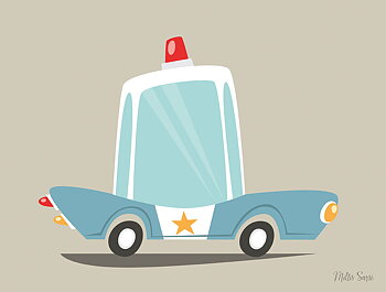 Millis Sarri, affisch 30x40 cm, Police car.