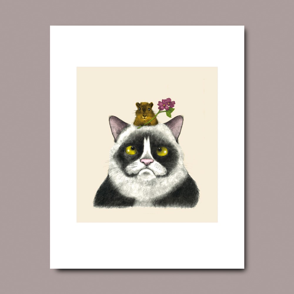 Flott katt med råtthatt (Fat cat with rat hat), litografi