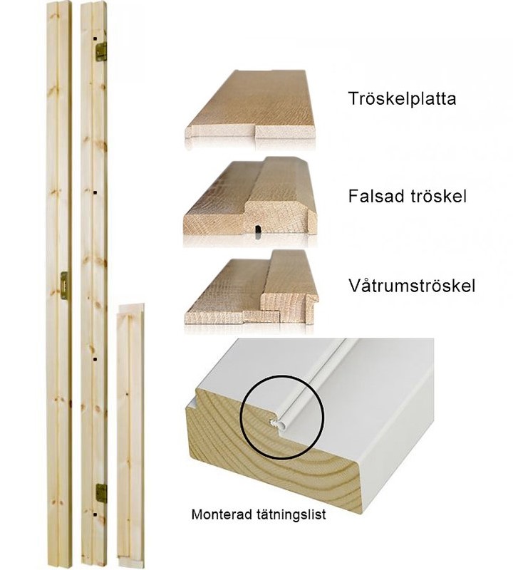 Karmset Enkeldörr 118mm inkl. Tätningslist Furu