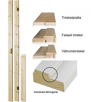 Karmset Enkeldörr 118mm inkl. Tätningslist Furu