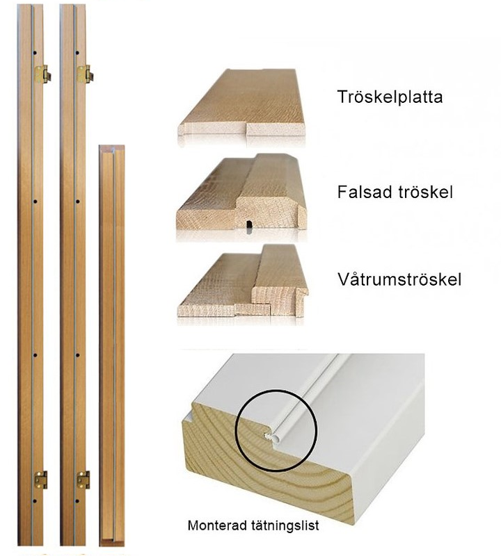 Karmset Pardörr 93mm inkl. Tätningslist & Notspår Ek