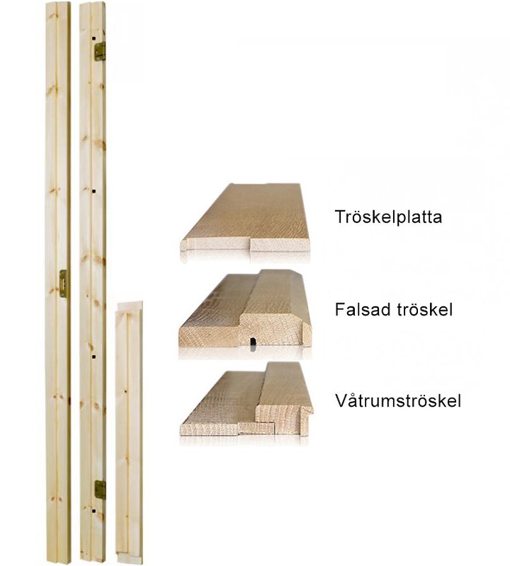 Karmset Enkeldörr 68mm Furu