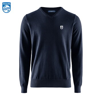 BRKLY Brockton Cotton V-Neck, Herr Navy inkl brodyr