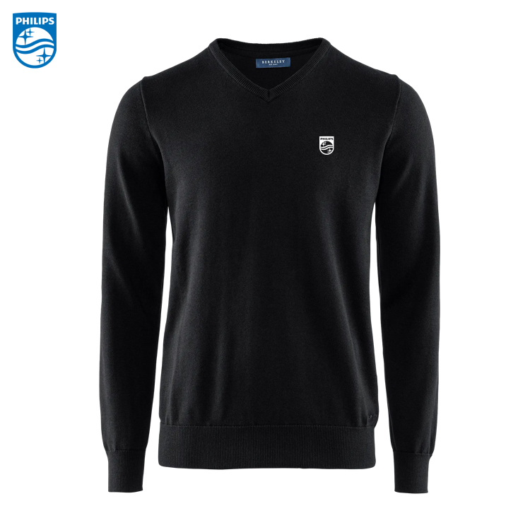BRKLY Brockton Cotton V-Neck, Herr Svart inkl brodyr