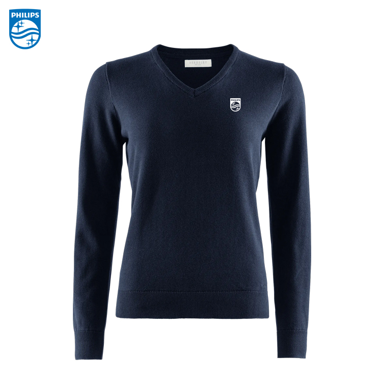 BRKLY W's Brockton Cotton V-Neck, Dam Navy inkl brodyr