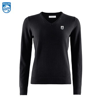 BRKLY W's Brockton Cotton V-Neck, Dam Svart inkl brodyr