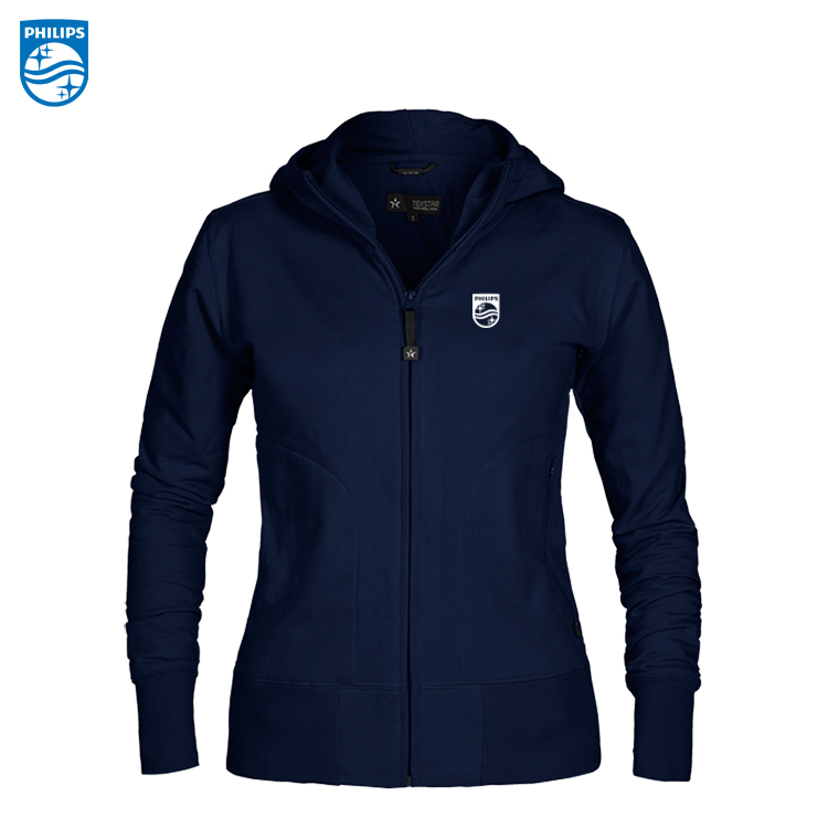 WC03 W's Hooded Cardigan, Dam  Navy inkl tryck